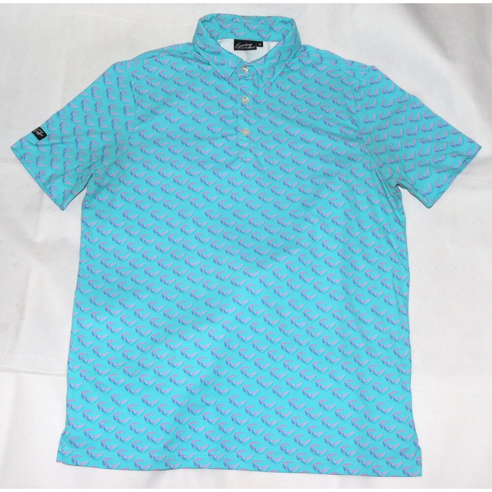 Sunday Swagger Blue Polo Shirt with All-Over Sunglasses Print Size Medium‎